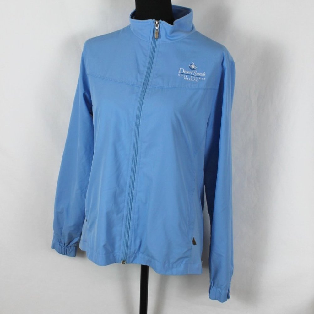 KATE LORD Light Blue Jacket Woman Size Small Zipper Front Desert Sands Mesa, AZ